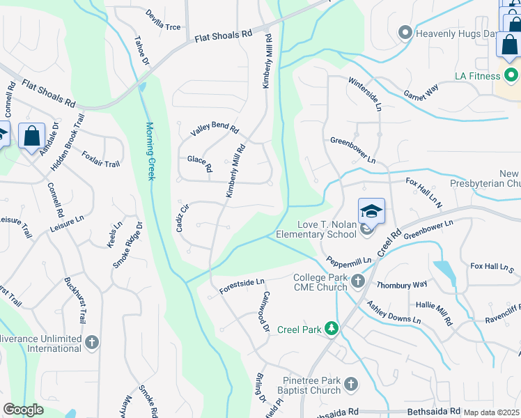 map of restaurants, bars, coffee shops, grocery stores, and more near 470 Piney Fork Lane in College Park