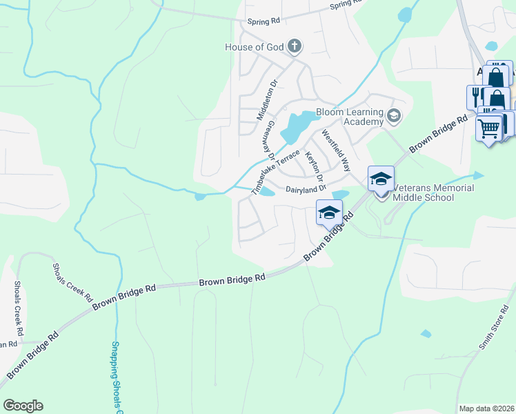 map of restaurants, bars, coffee shops, grocery stores, and more near 75 Franklin Way in Covington