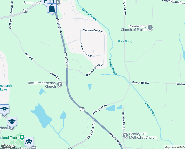 map of restaurants, bars, coffee shops, grocery stores, and more near 120 Melrose Creek Drive in Stockbridge