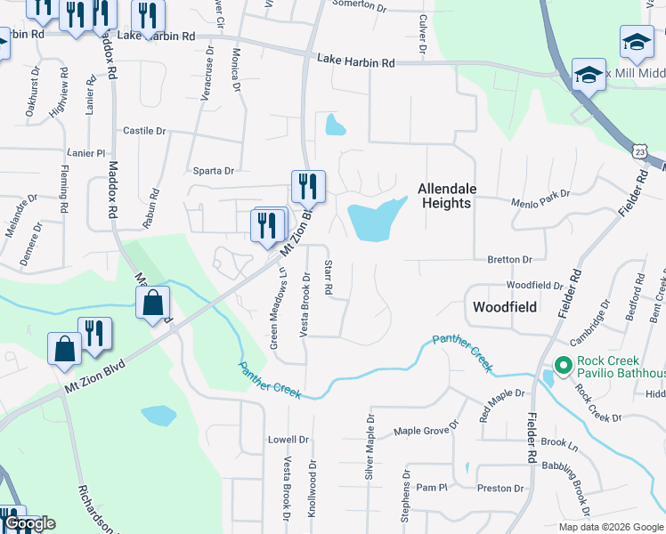 map of restaurants, bars, coffee shops, grocery stores, and more near 2714 Starr Road in Morrow