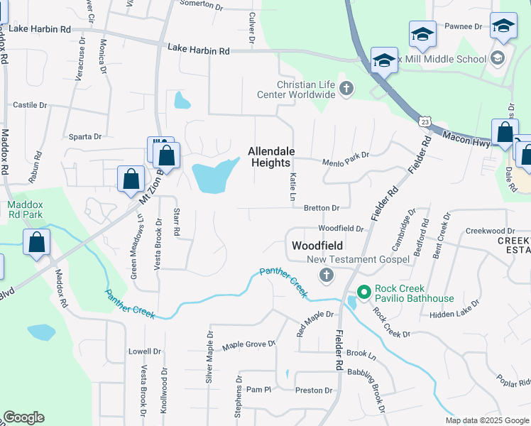 map of restaurants, bars, coffee shops, grocery stores, and more near 2871 Bretton Drive in Rex