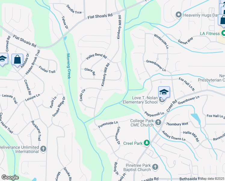 map of restaurants, bars, coffee shops, grocery stores, and more near 470 Piney Fork Lane in College Park