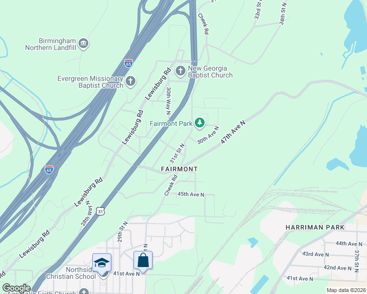 map of restaurants, bars, coffee shops, grocery stores, and more near 4845 31st Street North in Birmingham
