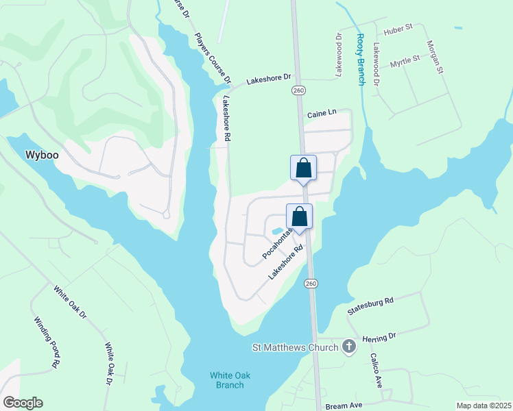 map of restaurants, bars, coffee shops, grocery stores, and more near 1247 Pocahontas Circle in Manning