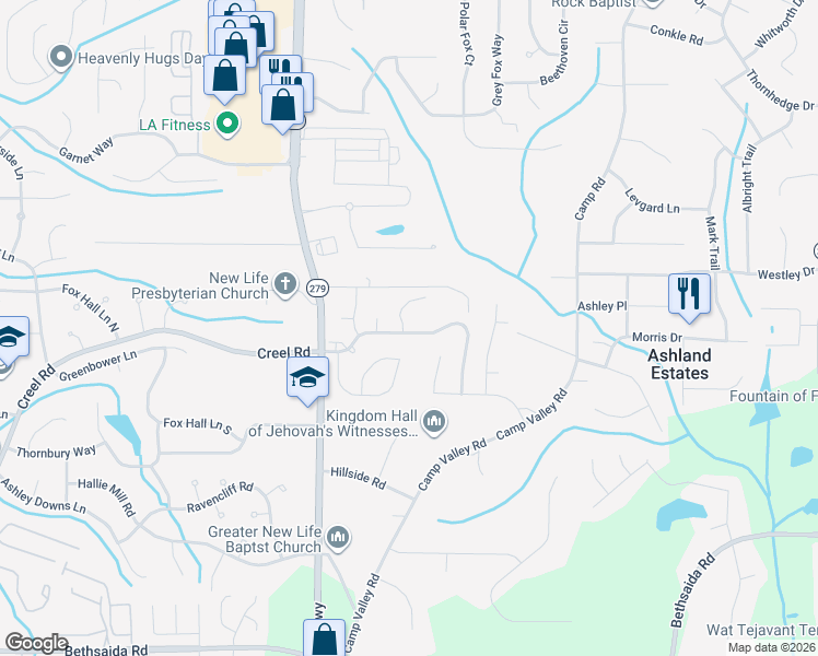 map of restaurants, bars, coffee shops, grocery stores, and more near 350 Espana Street in College Park