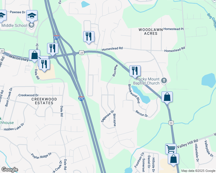 map of restaurants, bars, coffee shops, grocery stores, and more near 6614 Biscayne in Rex