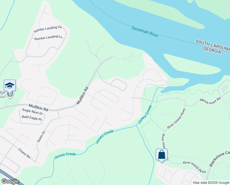 map of restaurants, bars, coffee shops, grocery stores, and more near 1112 Hunters Cove in Evans