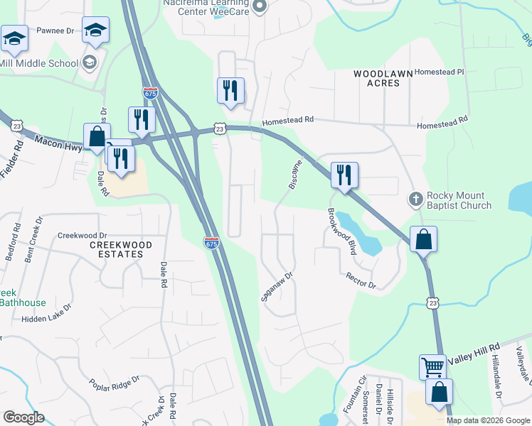 map of restaurants, bars, coffee shops, grocery stores, and more near 6606 Biscayne in Rex