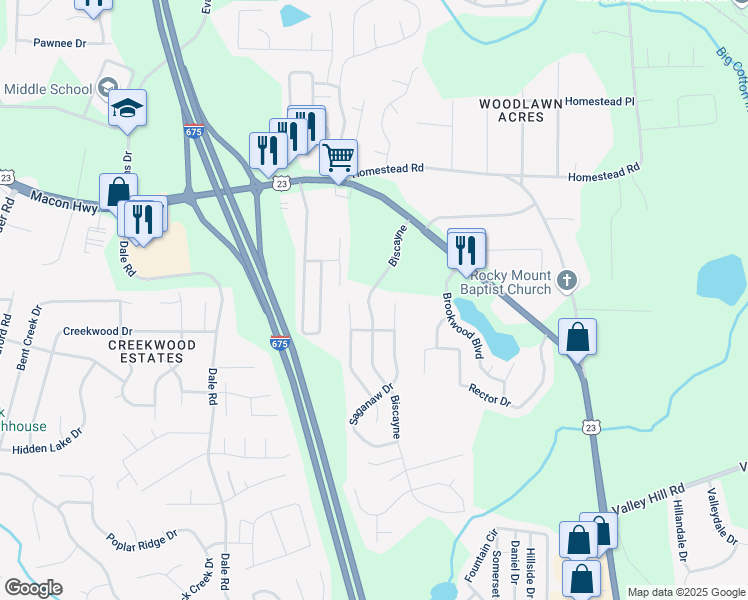 map of restaurants, bars, coffee shops, grocery stores, and more near 6614 Biscayne in Rex