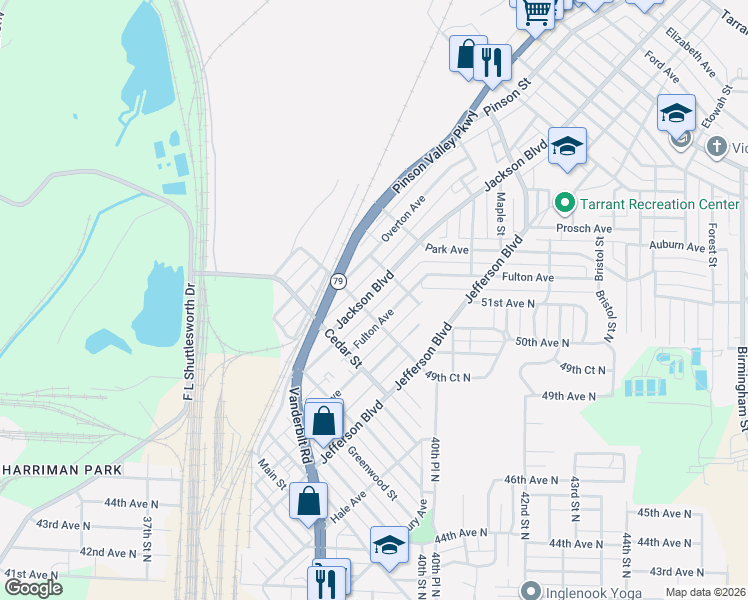 map of restaurants, bars, coffee shops, grocery stores, and more near 820 Jackson Boulevard in Birmingham