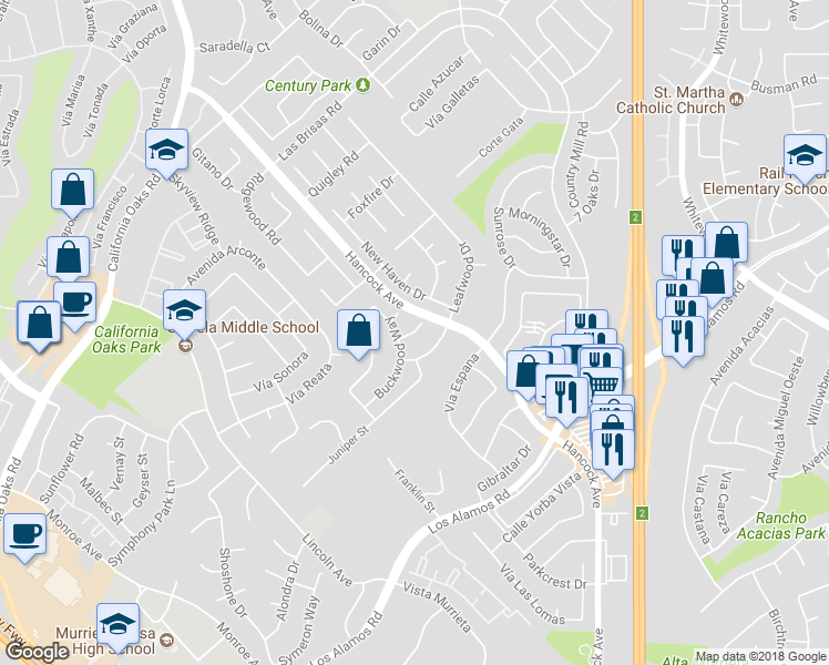 map of restaurants, bars, coffee shops, grocery stores, and more near 39901 Fairwood Circle in Murrieta