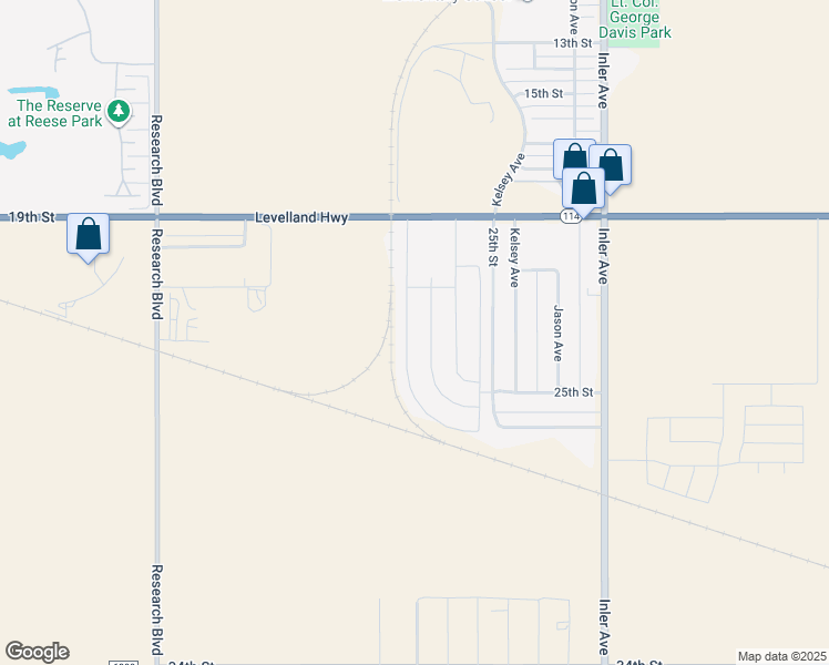 map of restaurants, bars, coffee shops, grocery stores, and more near 8981-8999 25th Street in Lubbock