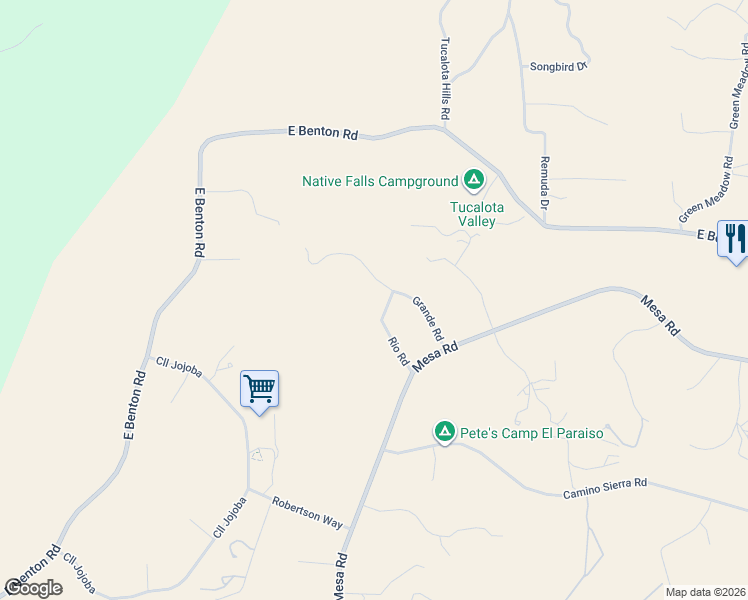 map of restaurants, bars, coffee shops, grocery stores, and more near Grande Road in Riverside County