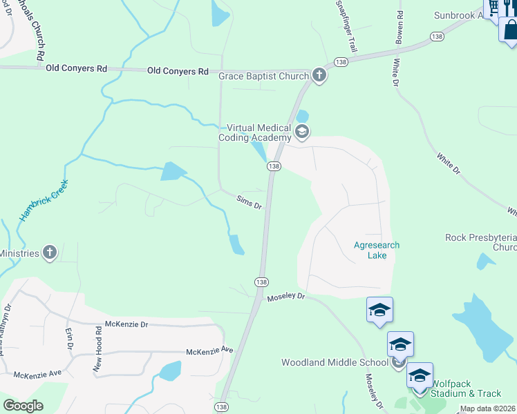 map of restaurants, bars, coffee shops, grocery stores, and more near 1947-1971 Georgia 138 in Stockbridge