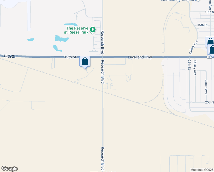 map of restaurants, bars, coffee shops, grocery stores, and more near 2201 Research Boulevard in Lubbock