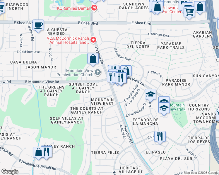 map of restaurants, bars, coffee shops, grocery stores, and more near in Scottsdale