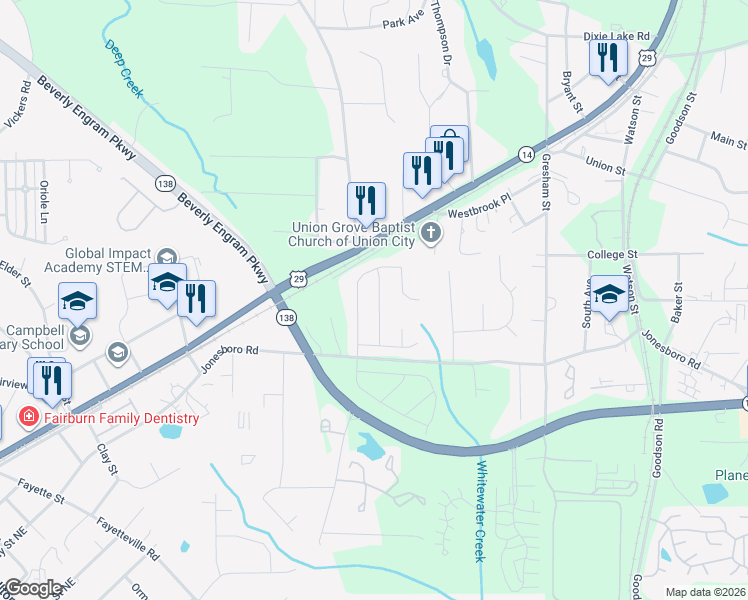 map of restaurants, bars, coffee shops, grocery stores, and more near 3531 Brookstone Way in Union City