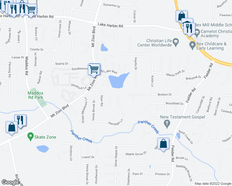 map of restaurants, bars, coffee shops, grocery stores, and more near 2850 Heritage Lane in Morrow