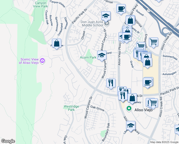 map of restaurants, bars, coffee shops, grocery stores, and more near 12 Heritage in Aliso Viejo