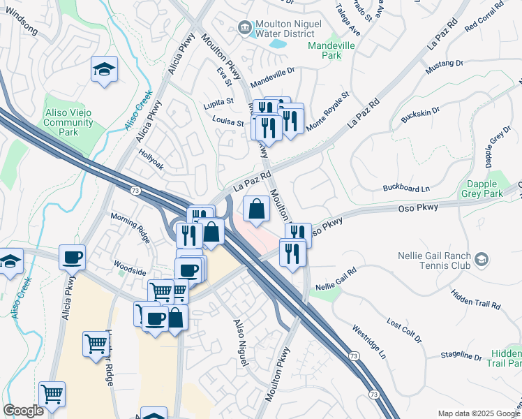 map of restaurants, bars, coffee shops, grocery stores, and more near in Laguna Hills