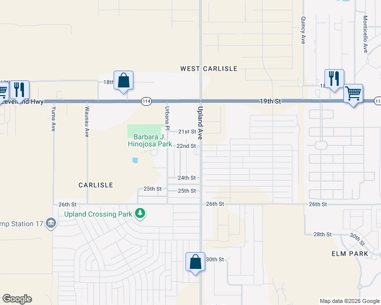 map of restaurants, bars, coffee shops, grocery stores, and more near 2202 Upland Avenue in Lubbock