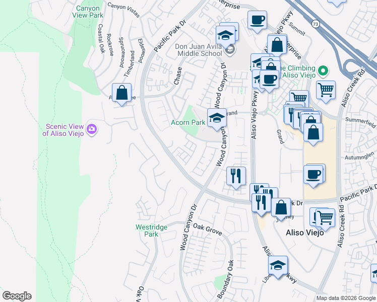 map of restaurants, bars, coffee shops, grocery stores, and more near 24 Heritage in Aliso Viejo