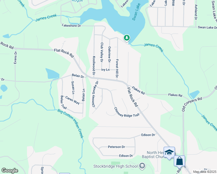map of restaurants, bars, coffee shops, grocery stores, and more near 210 Chimney Ridge Trail in Stockbridge