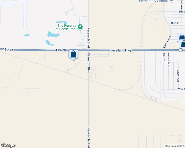 map of restaurants, bars, coffee shops, grocery stores, and more near 2201 Research Boulevard in Lubbock