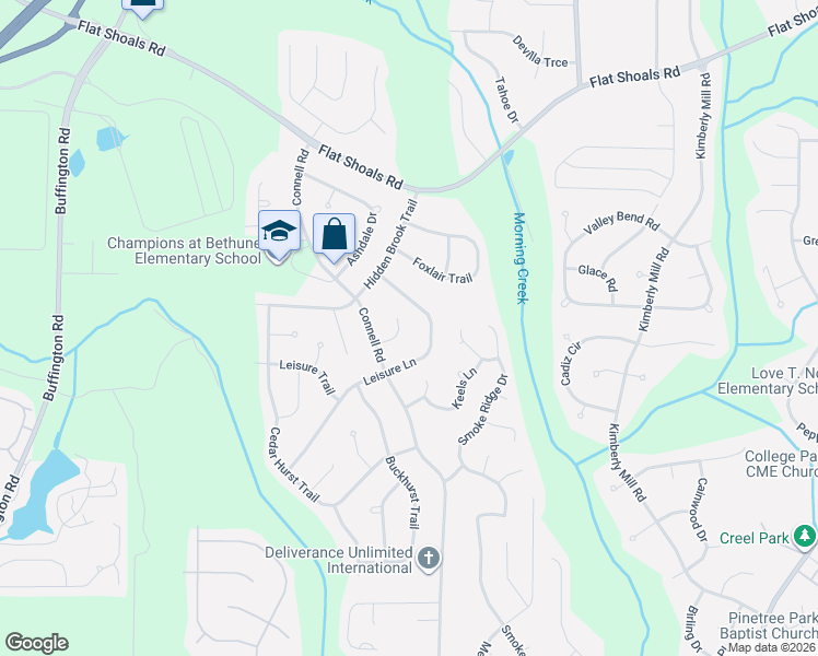 map of restaurants, bars, coffee shops, grocery stores, and more near 3515 Leisure Lane in College Park