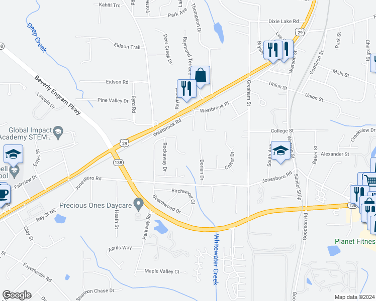 map of restaurants, bars, coffee shops, grocery stores, and more near 3596 Brookstone Way in Union City