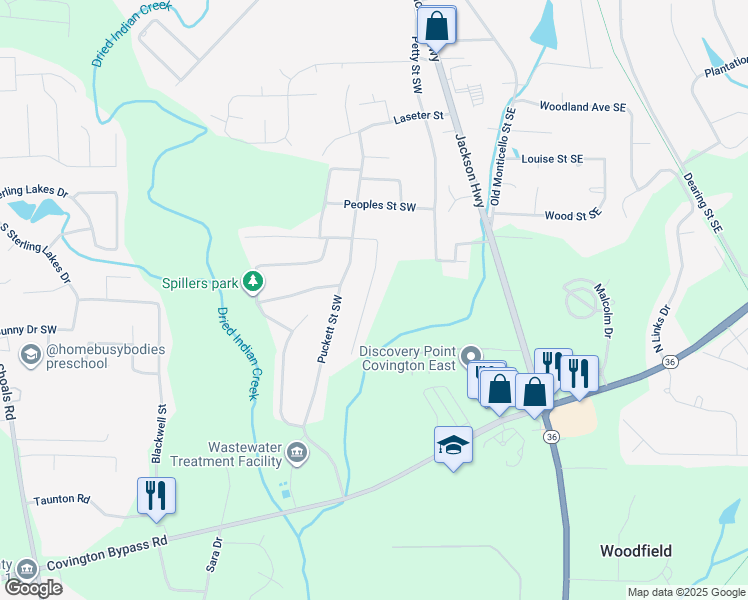 map of restaurants, bars, coffee shops, grocery stores, and more near 9176 Carr Circle in Covington