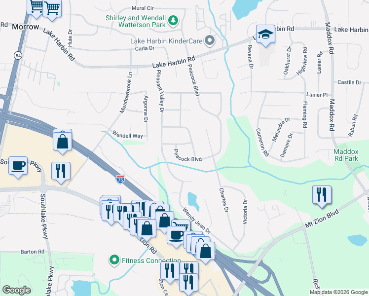 map of restaurants, bars, coffee shops, grocery stores, and more near 1977 Judith Ann Dr in Morrow