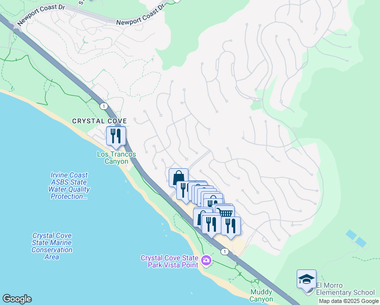 map of restaurants, bars, coffee shops, grocery stores, and more near 24 Tasman Sea in Newport Beach