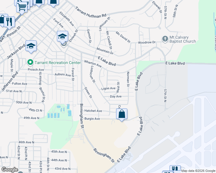 map of restaurants, bars, coffee shops, grocery stores, and more near 1824 Ligon Avenue in Birmingham