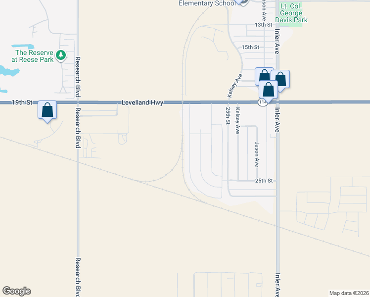 map of restaurants, bars, coffee shops, grocery stores, and more near 8981-8999 25th Street in Lubbock