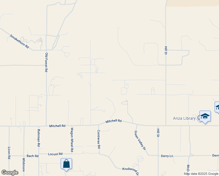 map of restaurants, bars, coffee shops, grocery stores, and more near 56515 Dickson Way in Anza