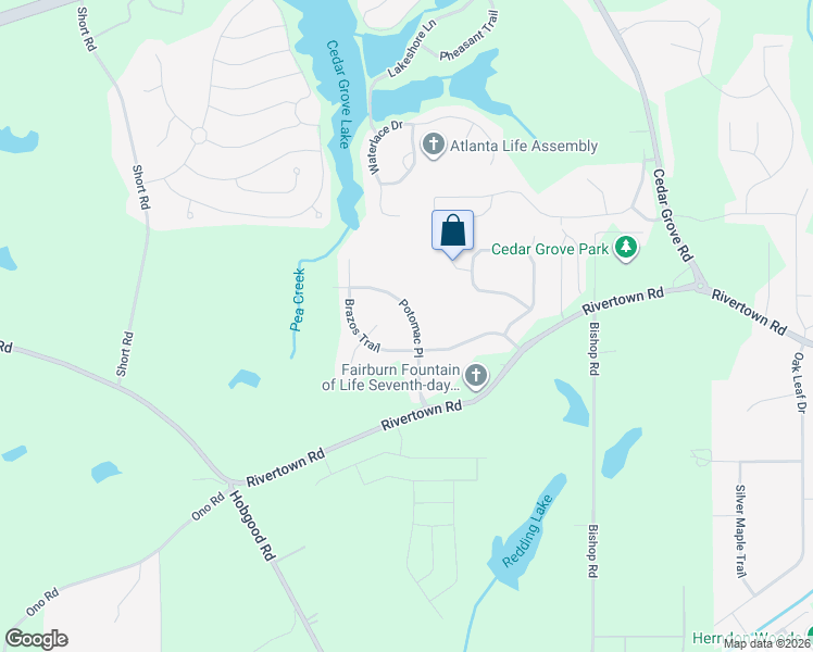 map of restaurants, bars, coffee shops, grocery stores, and more near 6807 Potomac Place in Fairburn