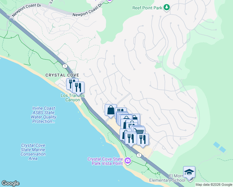 map of restaurants, bars, coffee shops, grocery stores, and more near 24 Tasman Sea in Newport Beach