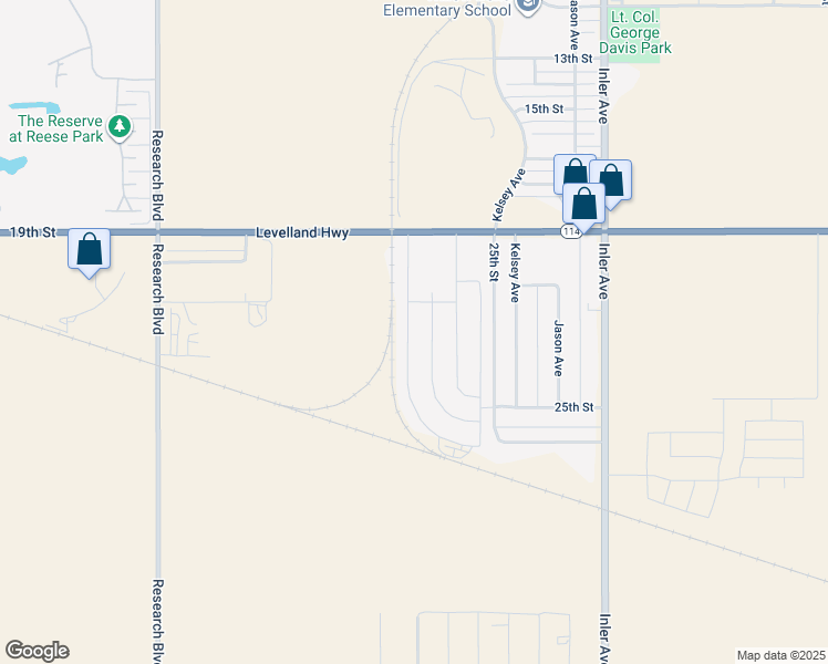 map of restaurants, bars, coffee shops, grocery stores, and more near 8981-8999 25th Street in Lubbock