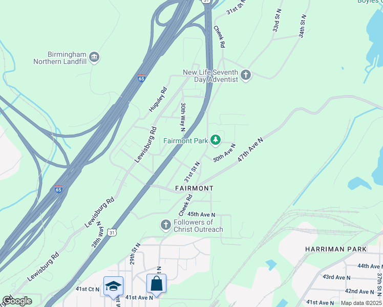 map of restaurants, bars, coffee shops, grocery stores, and more near 4925 30th Way North in Birmingham