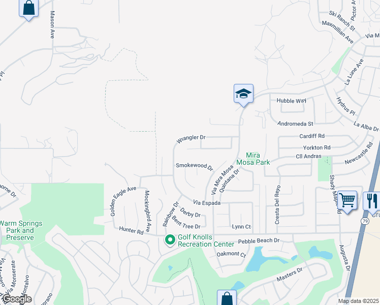 map of restaurants, bars, coffee shops, grocery stores, and more near 29203 Broken Arrow Way in Murrieta