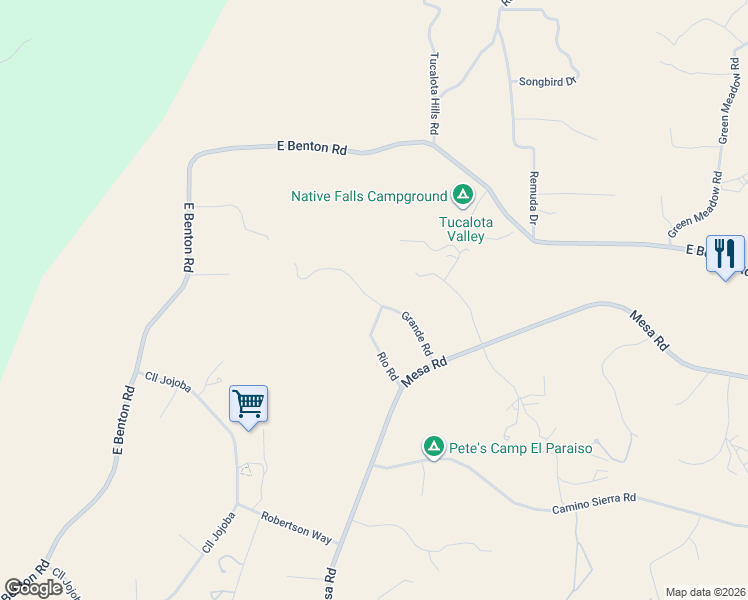 map of restaurants, bars, coffee shops, grocery stores, and more near Grande Road in Riverside County