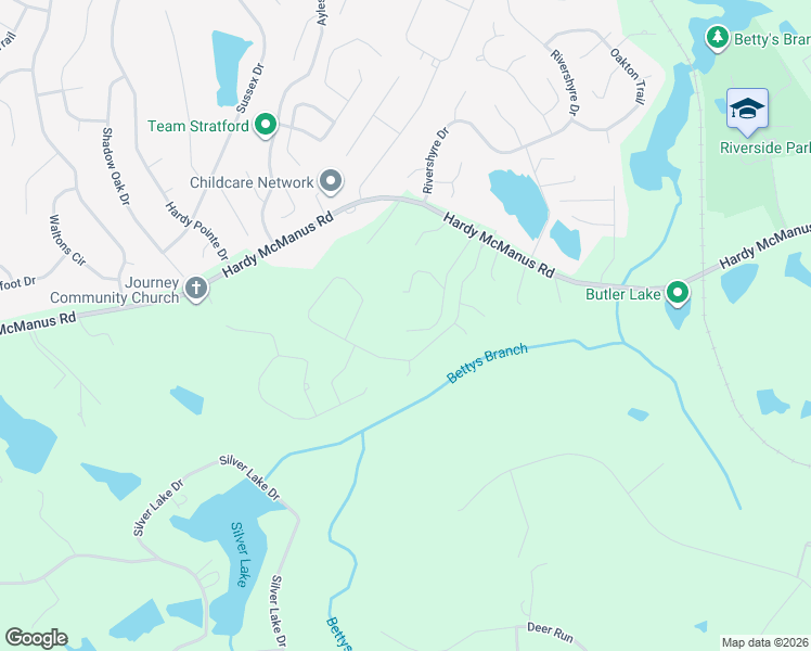 map of restaurants, bars, coffee shops, grocery stores, and more near 419 River Oaks Way in Evans