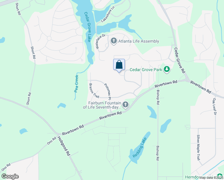 map of restaurants, bars, coffee shops, grocery stores, and more near 6810 Potomac Place in Fairburn