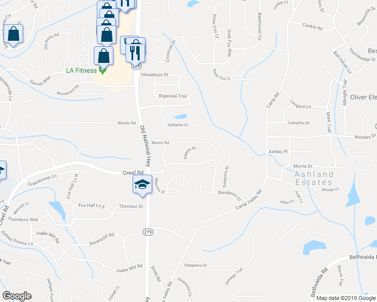 map of restaurants, bars, coffee shops, grocery stores, and more near 350 Espana Street in College Park