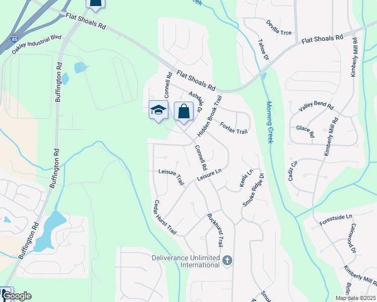 map of restaurants, bars, coffee shops, grocery stores, and more near 110 Hidden Brook Court in Atlanta
