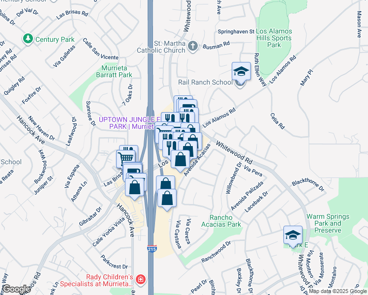 map of restaurants, bars, coffee shops, grocery stores, and more near in Murrieta