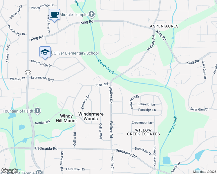 map of restaurants, bars, coffee shops, grocery stores, and more near 6605 Walker Road in Riverdale