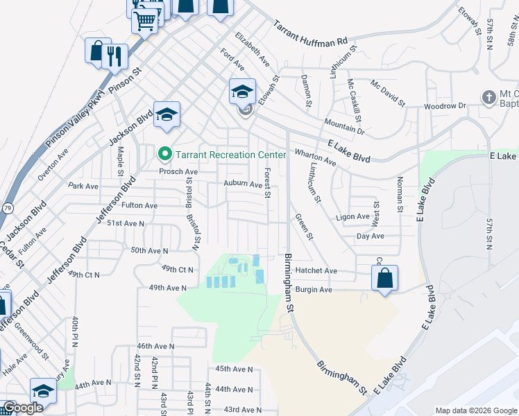map of restaurants, bars, coffee shops, grocery stores, and more near 1473 Park Avenue in Birmingham