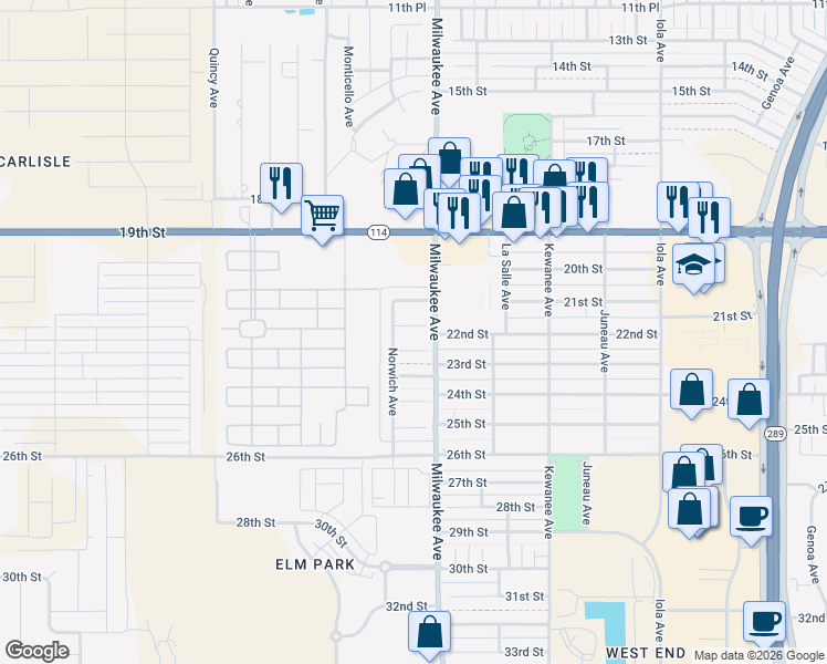 map of restaurants, bars, coffee shops, grocery stores, and more near 6507 22nd Street in Lubbock